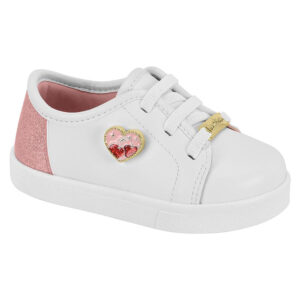Zapato de bebé Molekinha 2118-588 blanco-rosa glitter